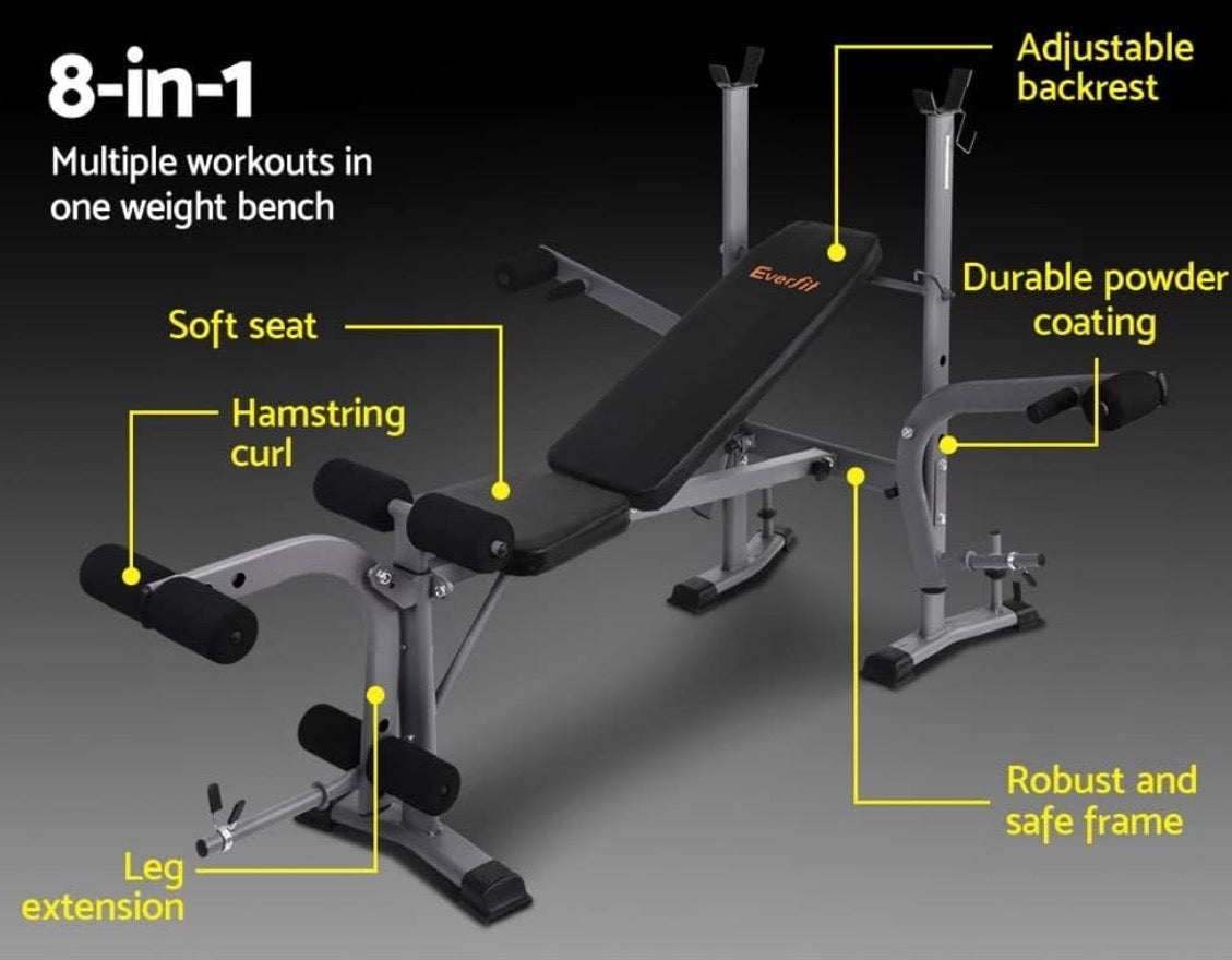 Everfit 8 in 1 Adjustable Weight Bench Station