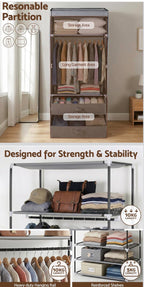 Artiss Large Portable Wardrobe Grey