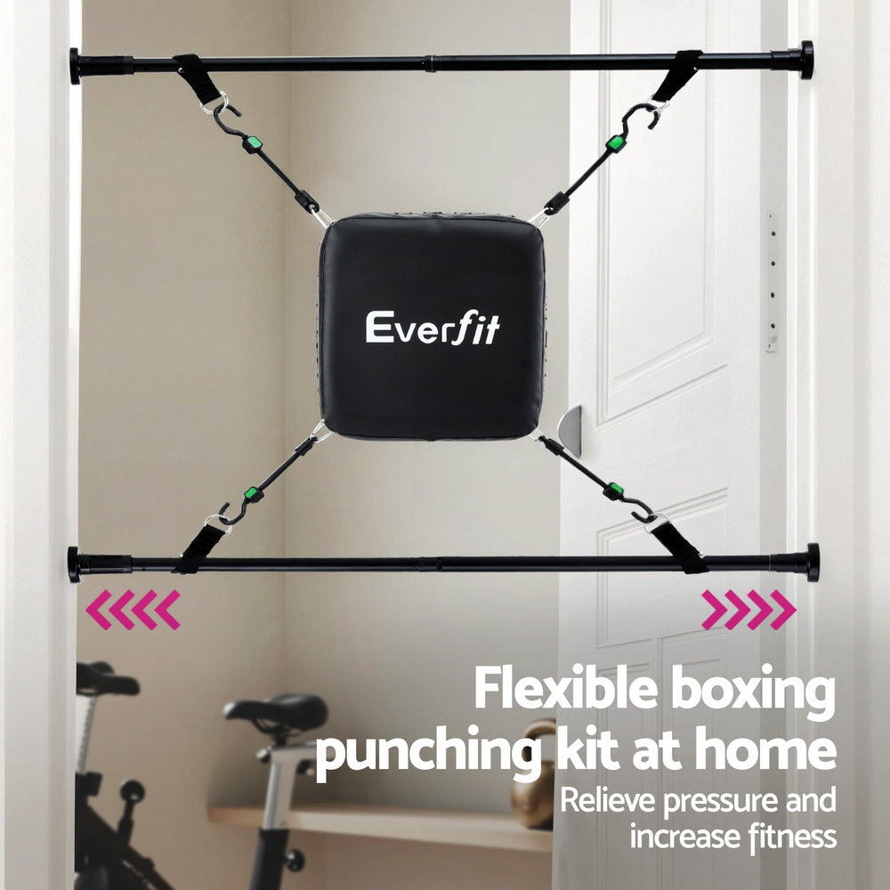 Everfit Tür-Boxsack Mit Boxhandschuhen Schwarz