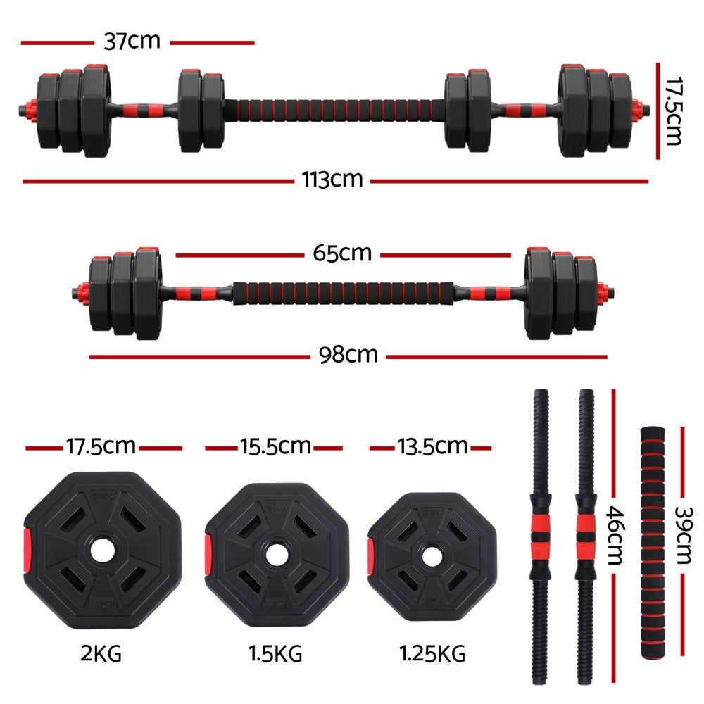 Everfit 20kg Adjustable Dumbbell Barbell Set