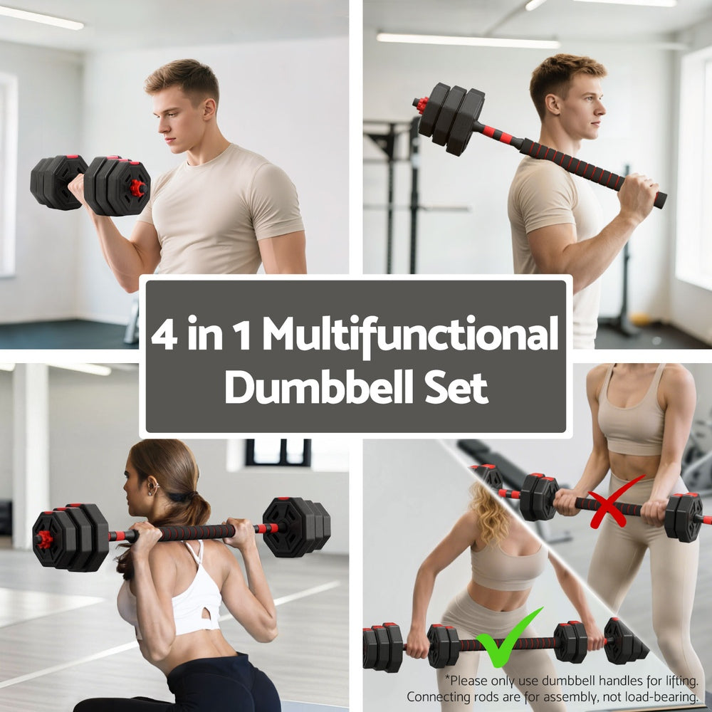 Everfit 20kg Adjustable Dumbbell Barbell Set