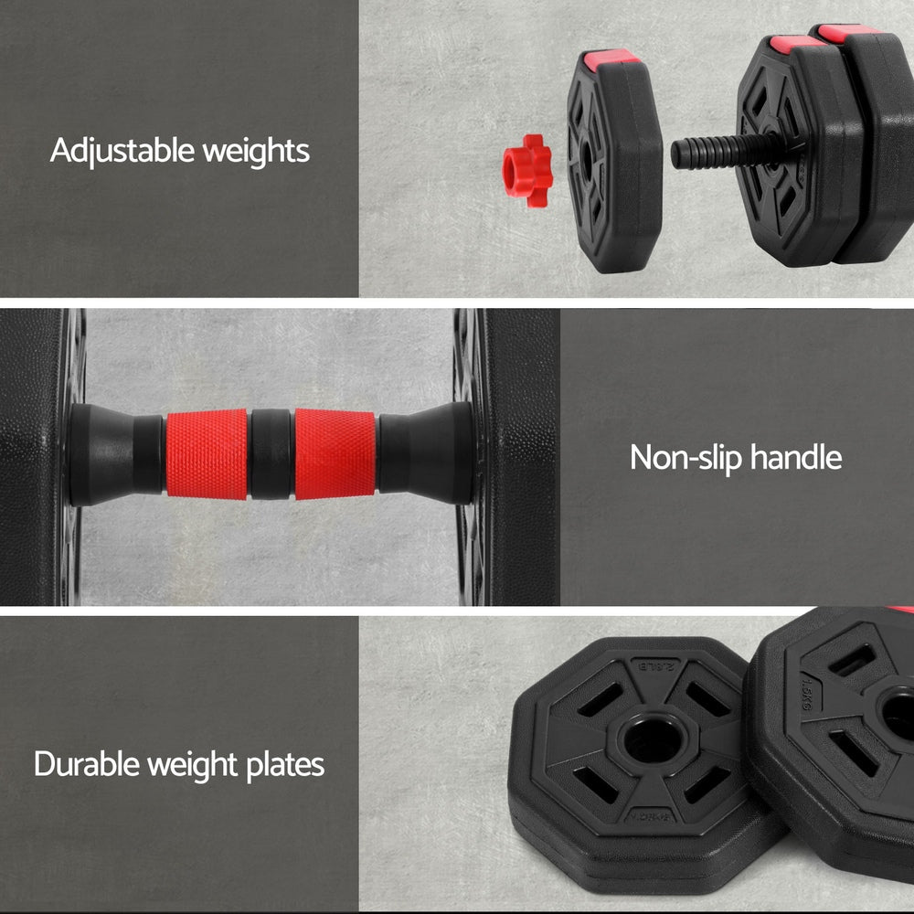 Everfit 20kg Adjustable Dumbbell Barbell Set