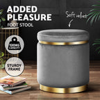 Artiss Round Velvet Ottoman Foot Stool