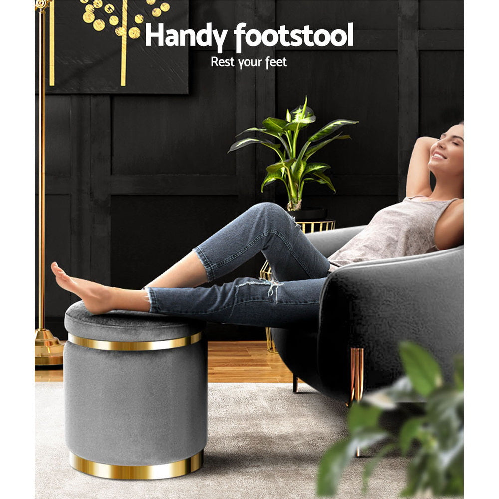 Artiss Round Velvet Ottoman Foot Stool