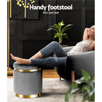 Artiss Round Velvet Ottoman Foot Stool