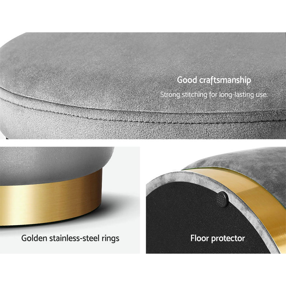Artiss Round Velvet Ottoman Foot Stool