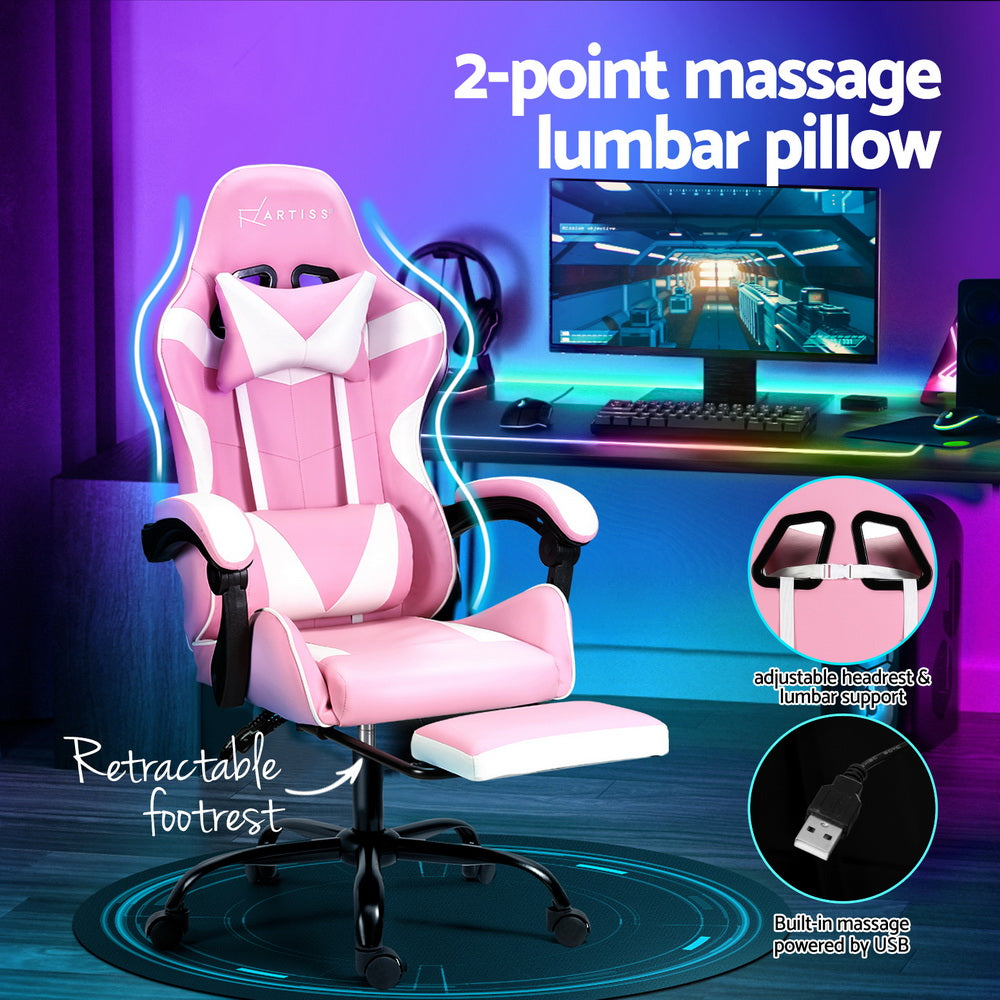 Artiss 2 Point Gaming Chair Pink