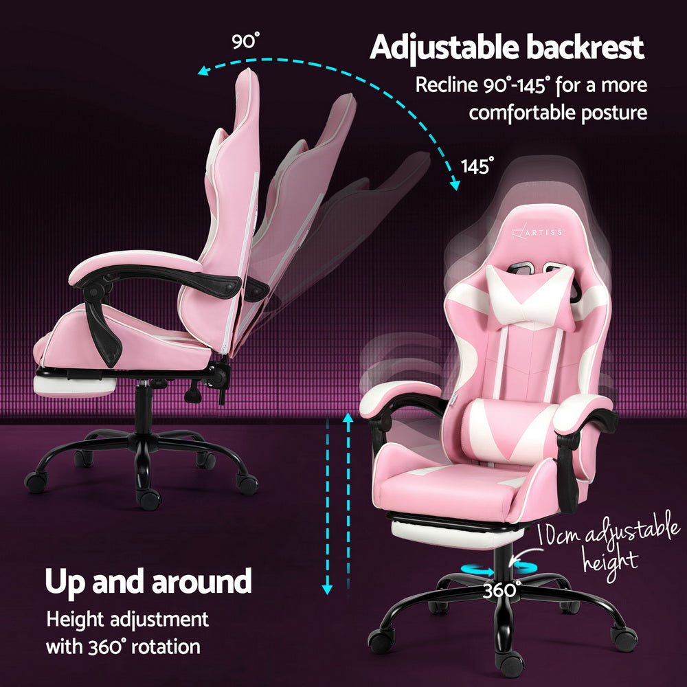 Artiss 2 Point Gaming Chair Pink