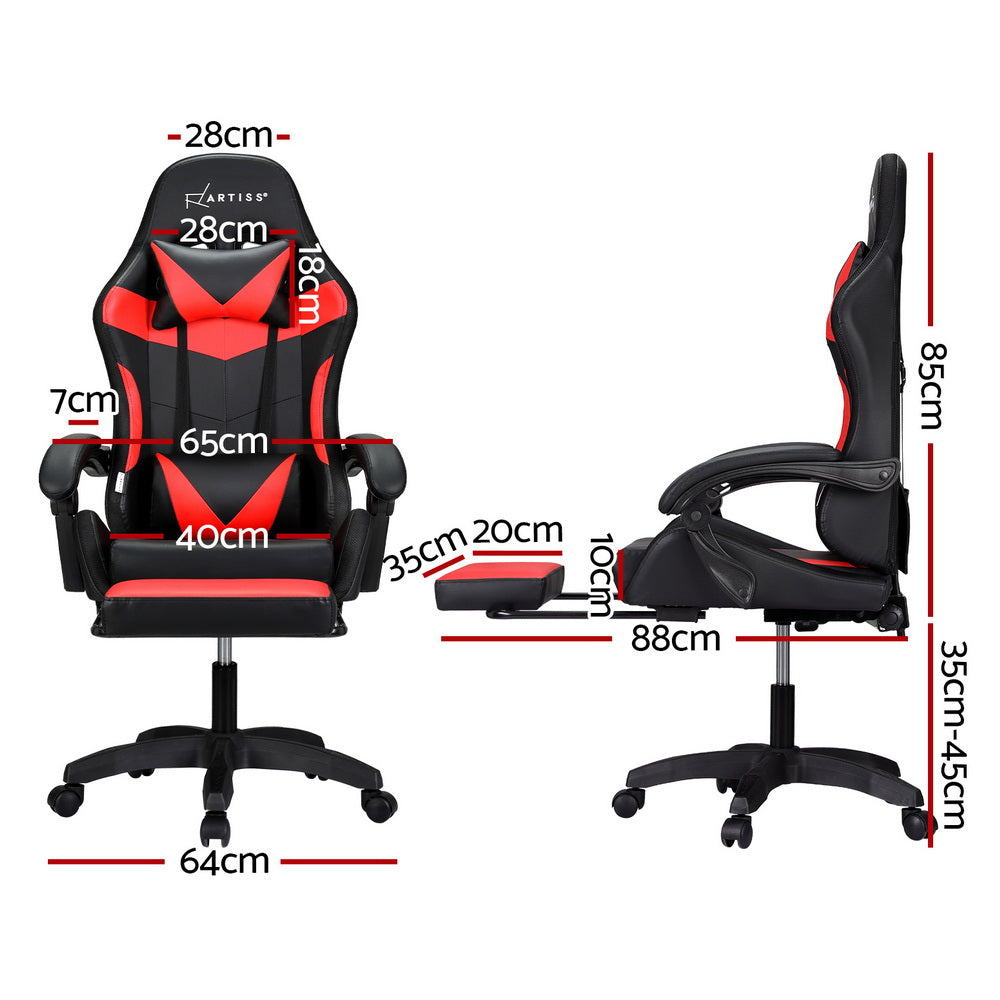 Artiss 6 Point Massage Gaming Chair Red
