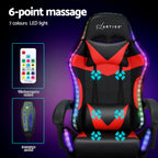 Artiss 6 Point Massage Gaming Chair Red