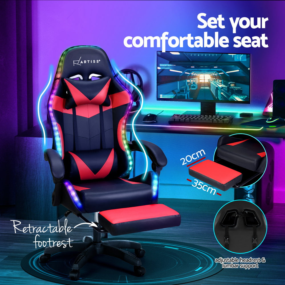 Artiss 6 Point Massage Gaming Chair Red