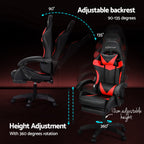 Artiss 6 Point Massage Gaming Chair Red