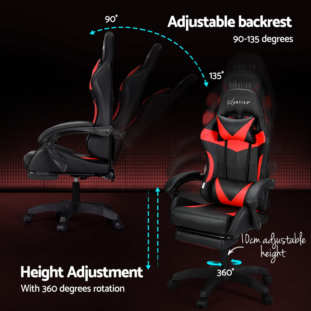 Artiss 6 Point Massage Gaming Chair Red