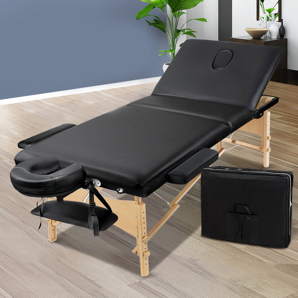 Zenses 70cm Portable Massage Table Wooden/Black