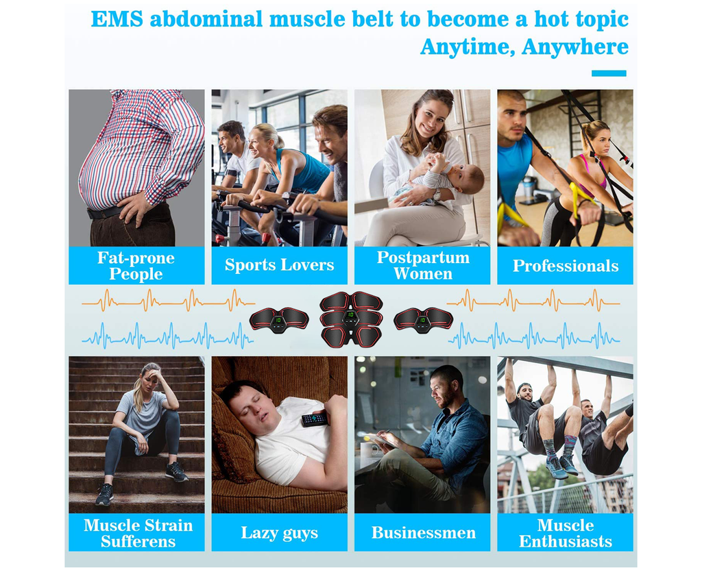Wireless EMS Abdominal Toning Belt Red