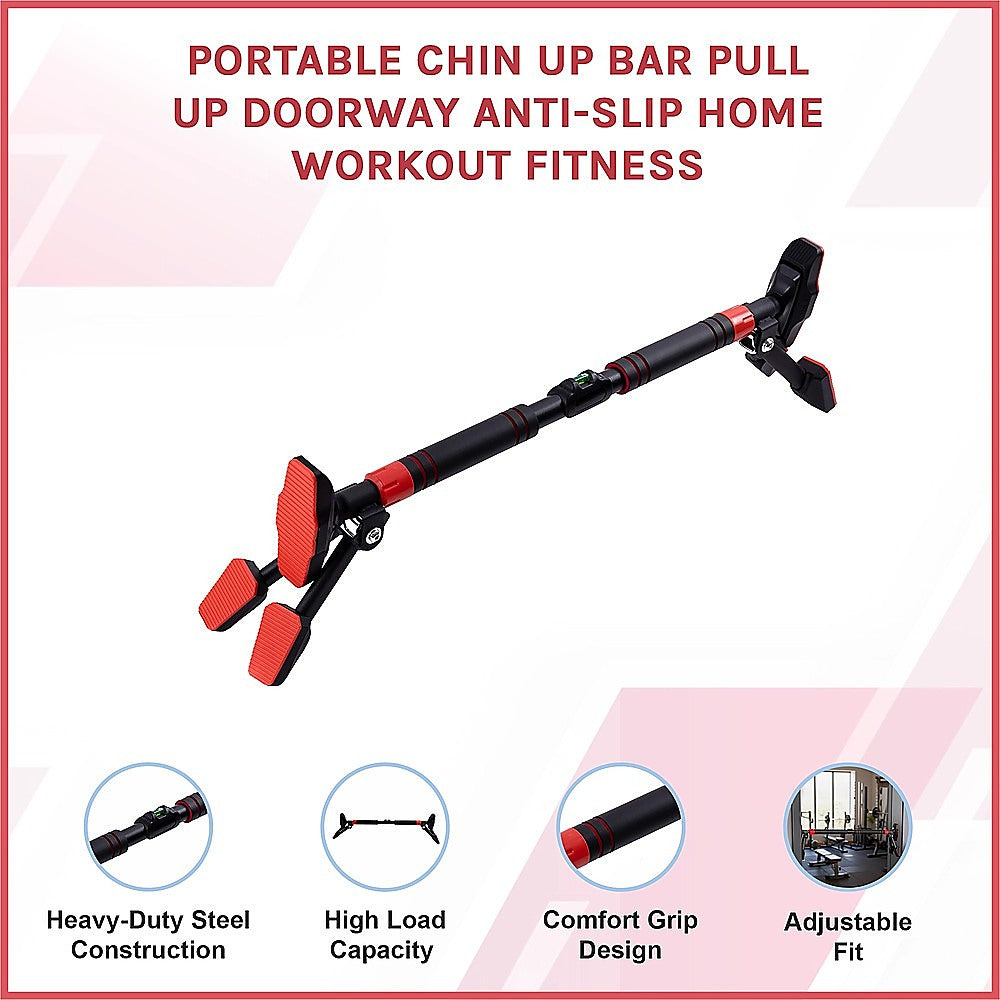 Portable Chin Up Bar Pull Up Doorway Anti-Slip Home Workout Fitness