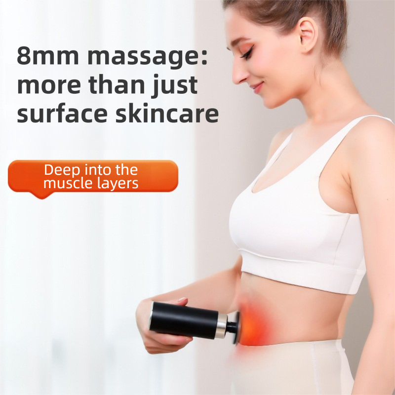 Black Sliver Mini Hot Cold Massage Gun with10 Heads - 6 Intensity Dual Thermal Therapy Deep Muscle Reliever for Gym Fitness Recovery