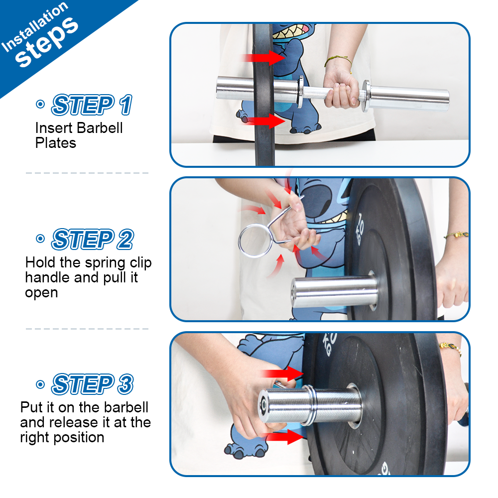 Olympic Barbell Bar 50cm Heavy Duty Dumbbell Handles Pair of Steel 100kg Weight Capacity with Spring Collars for 2" Olympic Weight Plate Strength Training